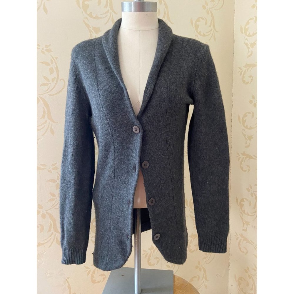 Malika 100% Cashmere Gray Cardigan Sweater Ladies Medium